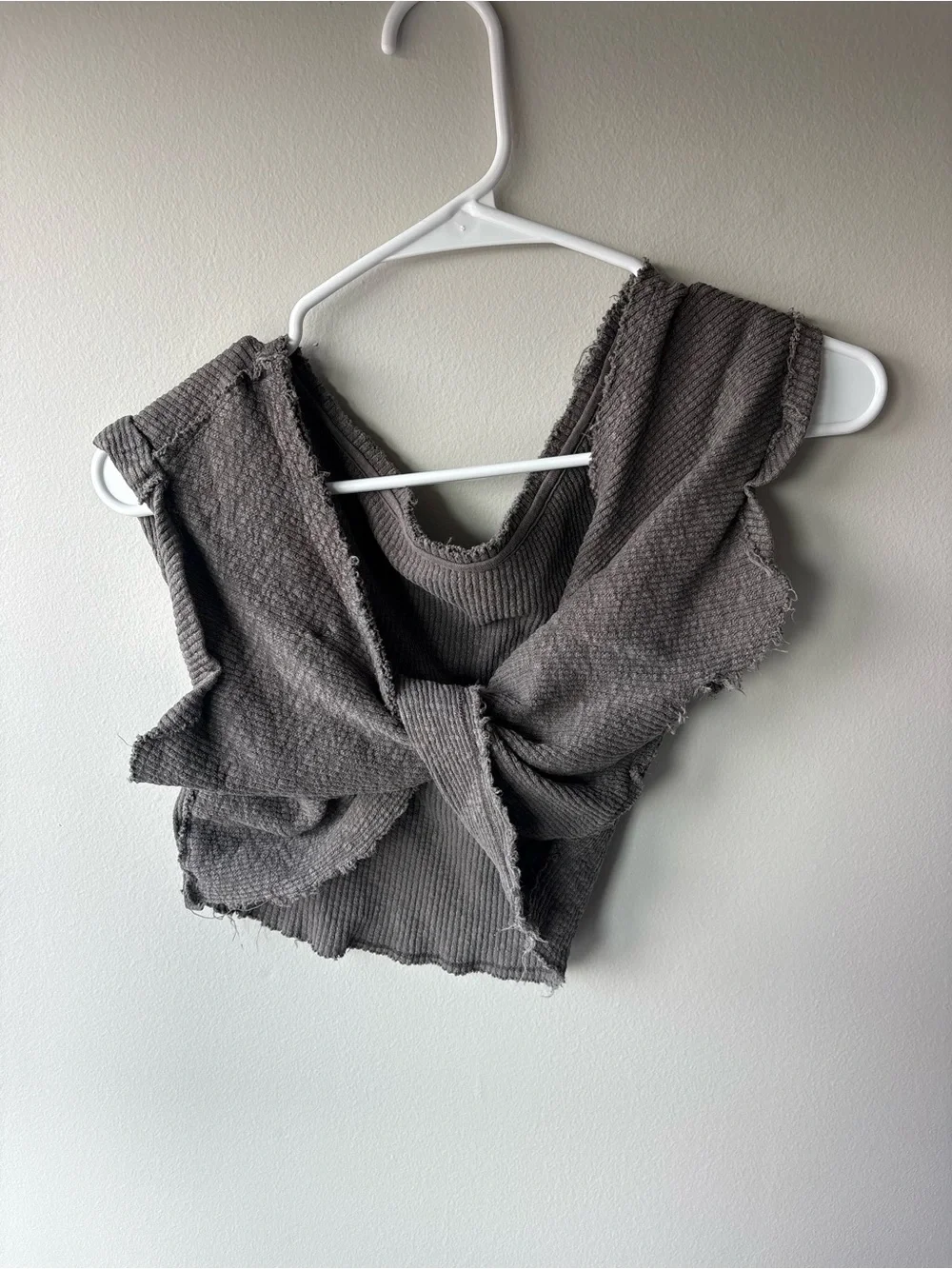 Free People One-Shoulder Ribbed Crop Top - Gray